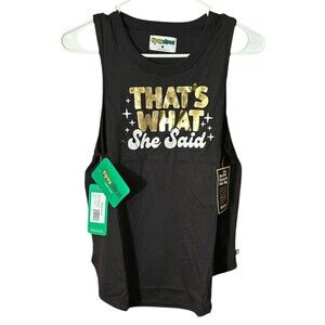 Tipsy Elves That's What She Said Tank Top T-Shirt Black Gold Funny Party Sz L